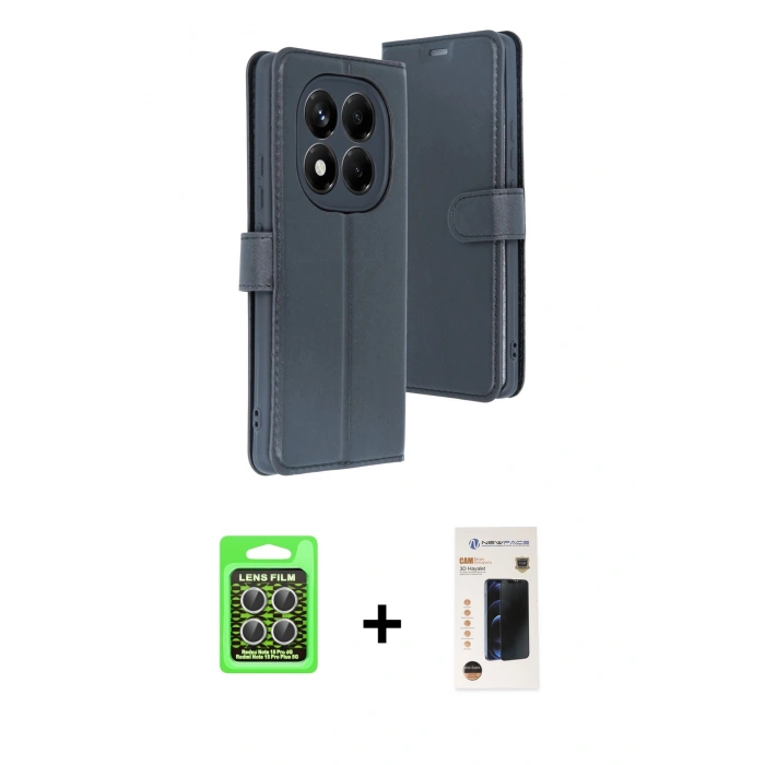 MARSİLYAN™- Redmi Note 15 Pro 5G Kılıf Siluet Işık Serisi - Siyah 3D Antistatik Hayalet Cam Ekran Koruyucu + Raze Metal Kamera Lens - GS
