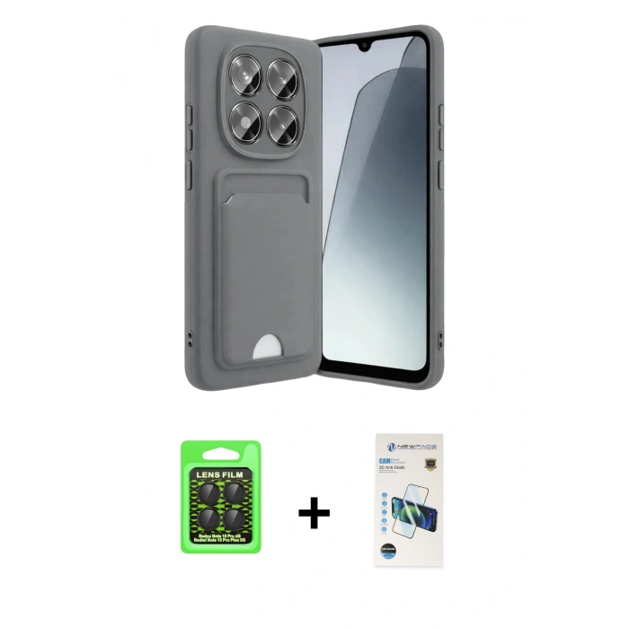 MARSİLYAN™- Redmi Note 15 Pro 5G Kılıf Vadi Çizgi Prime - Siyah 3D Antistatik Cam Ekran Koruyucu + Raze Metal Kamera Lens - SH