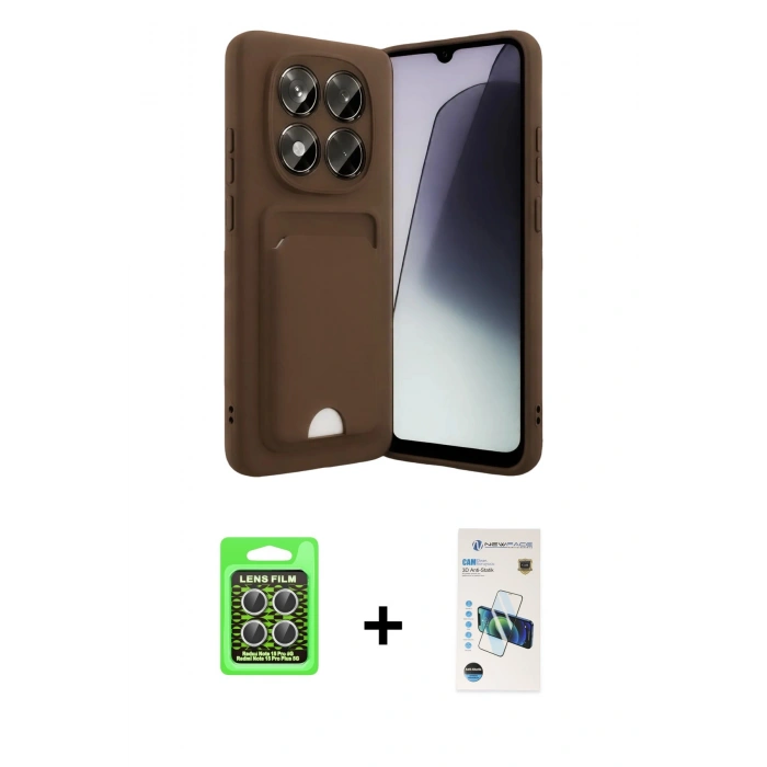 MARSİLYAN™- Redmi Note 15 Pro 5G Kılıf Vadi Çizgi Prime - Siyah 3D Antistatik Cam Ekran Koruyucu + Raze Metal Kamera Lens - GS
