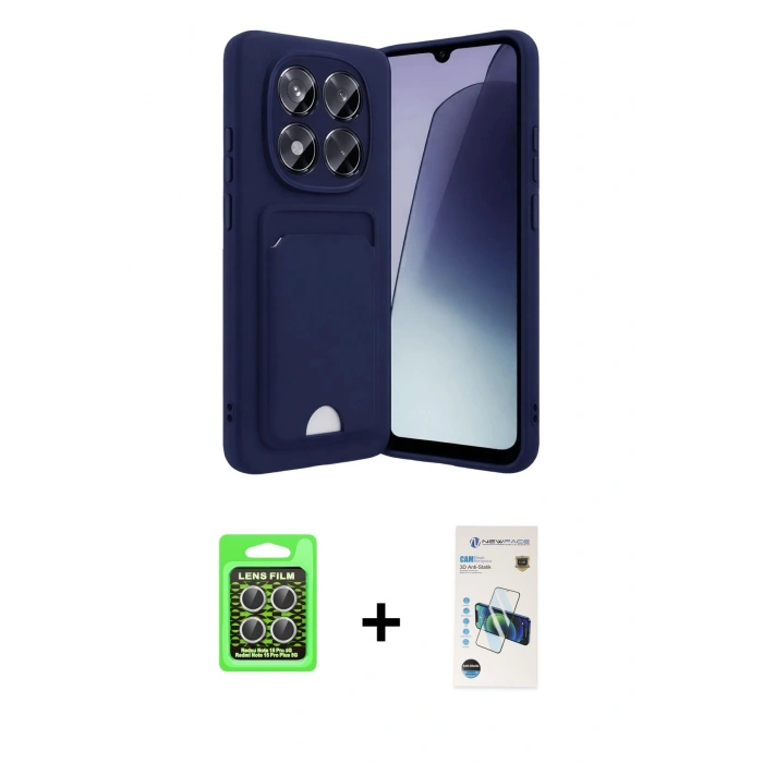 MARSİLYAN™- Redmi Note 15 Pro 5G Kılıf Vadi Çizgi Prime - Siyah 3D Antistatik Cam Ekran Koruyucu + Raze Metal Kamera Lens - GS