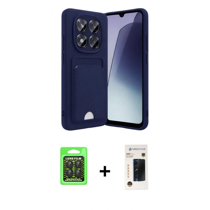 MARSİLYAN™- Redmi Note 15 Pro 5G Kılıf Vadi Çizgi Prime - Siyah 3D Antistatik Hayalet Cam Ekran Koruyucu + Raze Metal Kamera Lens - SH