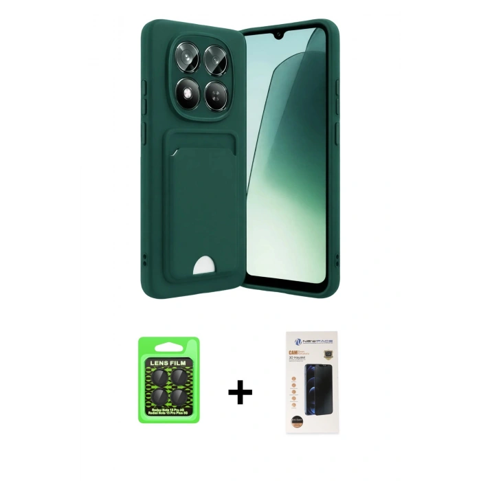 MARSİLYAN™- Redmi Note 15 Pro 5G Kılıf Vadi Çizgi Prime - Siyah 3D Antistatik Hayalet Cam Ekran Koruyucu + Raze Metal Kamera Lens - SH