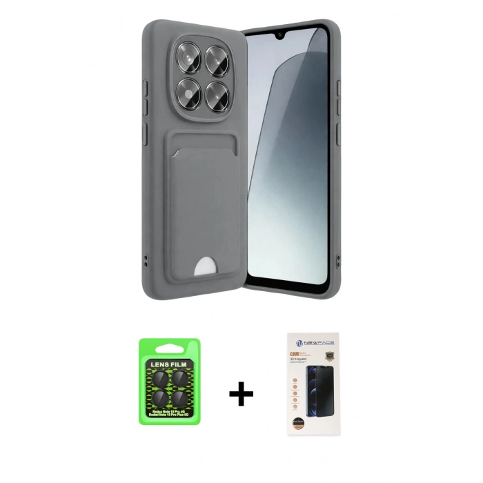 MARSİLYAN™- Redmi Note 15 Pro 5G Kılıf Vadi Çizgi Prime - Siyah 3D Antistatik Hayalet Cam Ekran Koruyucu + Raze Metal Kamera Lens - SH