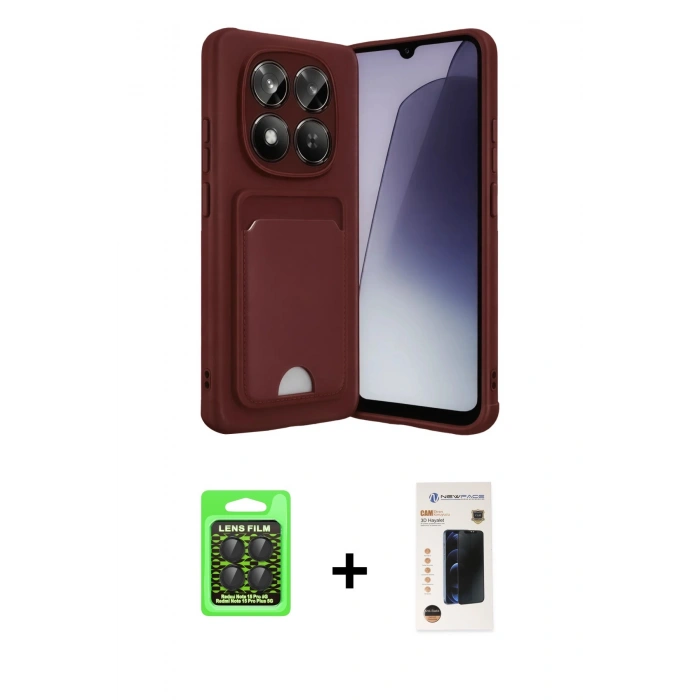 MARSİLYAN™- Redmi Note 15 Pro 5G Kılıf Vadi Çizgi Prime - Siyah 3D Antistatik Hayalet Cam Ekran Koruyucu + Raze Metal Kamera Lens - SH