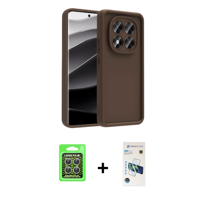 MARSİLYAN™- Redmi Note 15 Pro 5G Kılıf Yankı Yansıma Özel Seri - Siyah 3D Antistatik Cam Ekran Koruyucu + Raze Metal Kamera Lens - GS