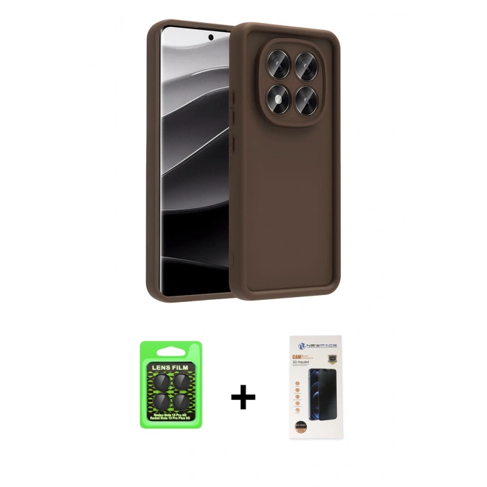 MARSİLYAN™- Redmi Note 15 Pro 5G Kılıf Yankı Yansıma Özel Seri - Siyah 3D Antistatik Hayalet Cam Ekran Koruyucu + Raze Metal Kamera Lens - SH