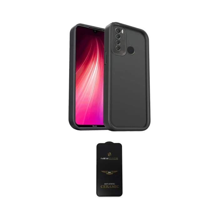 MARSİLYAN™- Redmi Note 8 Kılıf Yankı Yansıma Özel Seri - Siyah 6D Antistatik Mat Seramik Hayalet Nano Ekran Koruyucu