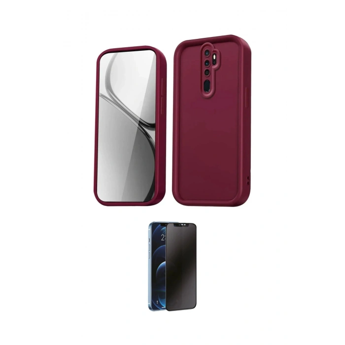 MARSİLYAN™- Redmi Note 8 Pro Kılıf Yankı Yansıma Özel Seri - Siyah 3D Antistatik Hayalet Cam Ekran Koruyucu
