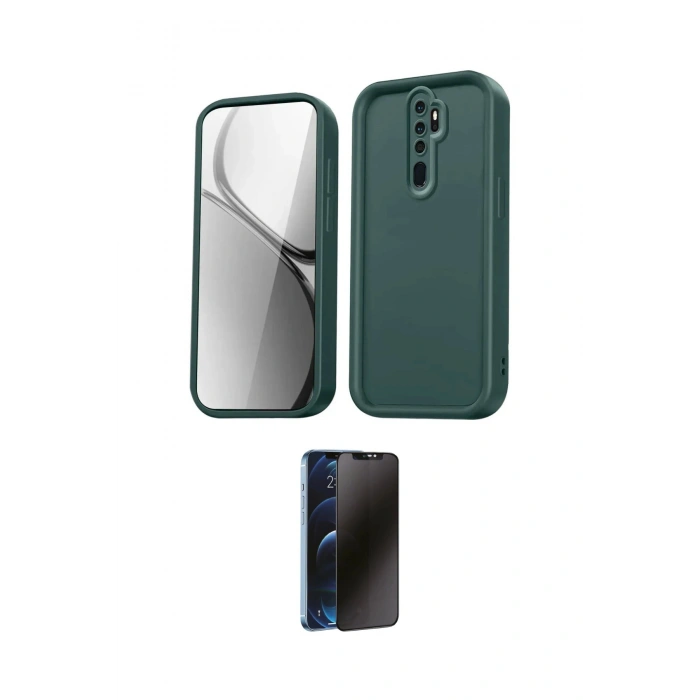 MARSİLYAN™- Redmi Note 8 Pro Kılıf Yankı Yansıma Özel Seri - Siyah 3D Antistatik Hayalet Cam Ekran Koruyucu