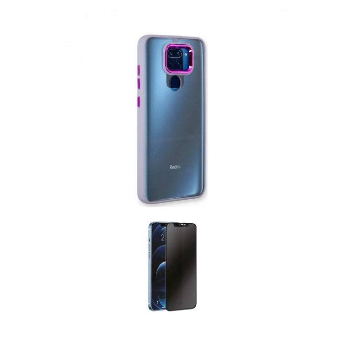 MARSİLYAN™- Redmi Note 9 Kılıf Eksen Doku Prime - Siyah 3D Antistatik Hayalet Cam Ekran Koruyucu