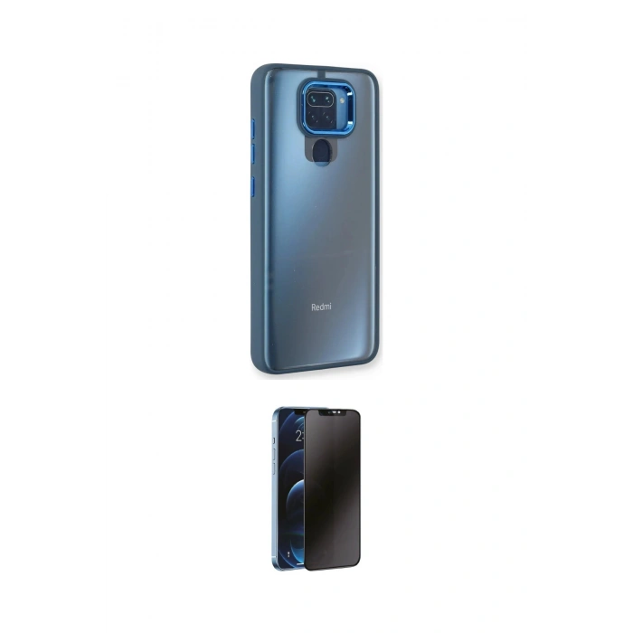 MARSİLYAN™- Redmi Note 9 Kılıf Eksen Doku Prime - Siyah 3D Antistatik Hayalet Cam Ekran Koruyucu
