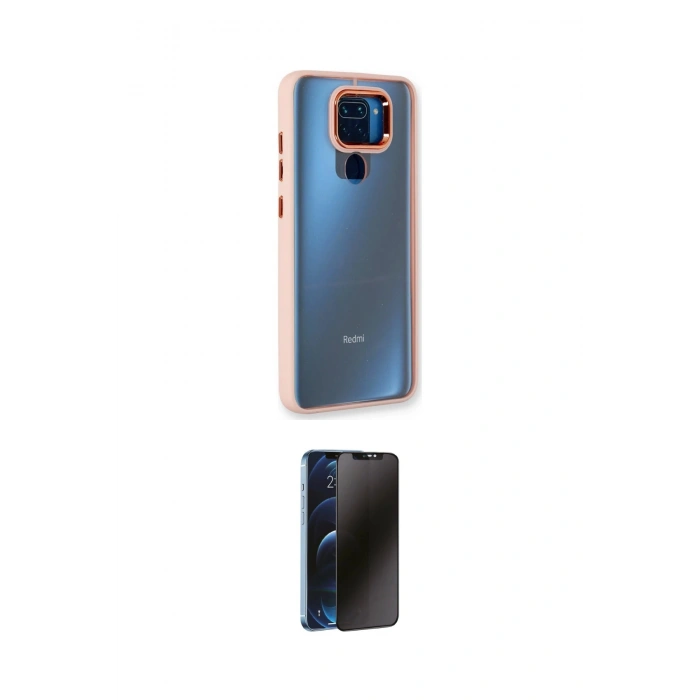 MARSİLYAN™- Redmi Note 9 Kılıf Eksen Doku Prime - Siyah 3D Antistatik Hayalet Cam Ekran Koruyucu