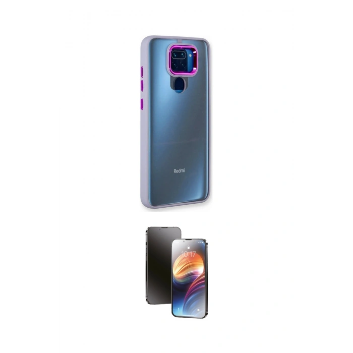 MARSİLYAN™- Redmi Note 9 Kılıf Eksen Doku Prime - Siyah 3D Antistatik Mat Seramik Nano Ekran Koruyucu