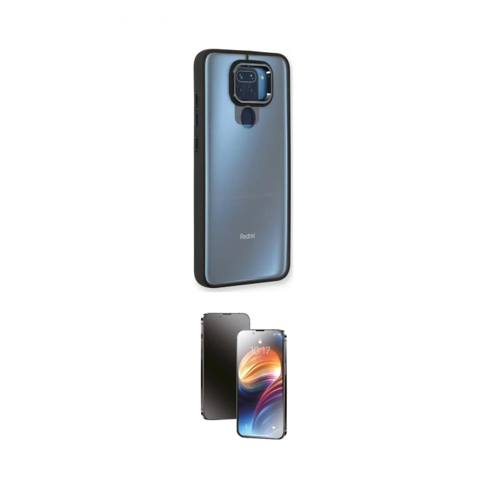 MARSİLYAN™- Redmi Note 9 Kılıf Eksen Doku Prime - Siyah 3D Antistatik Mat Seramik Nano Ekran Koruyucu