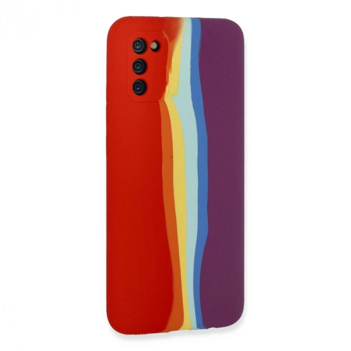 MARSİLYAN™- Samsung Galaxy A03s Kılıf Ebruli Lansman Silikon - Kırmızı-mor