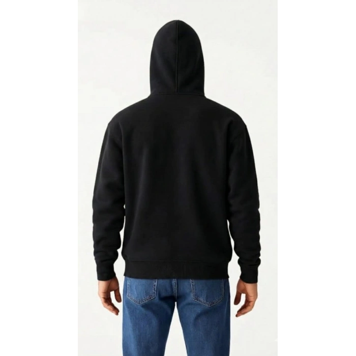 MARSiLYAN- Samuray Ninja Çift Kapüşonlu ZIP Fermuarlı Kanguru Cepli Tam Fermuarlı Hoodie Sweatshirt - Siyah