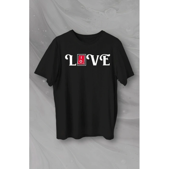 MARSiLYAN- Sevgililer Günü İçin Özel Tasarım Love Baskılı T-shirt - Siyah