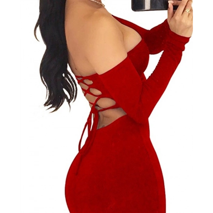 MARSiLYAN- Sırt Dekolteli Straplez Mini Elbise