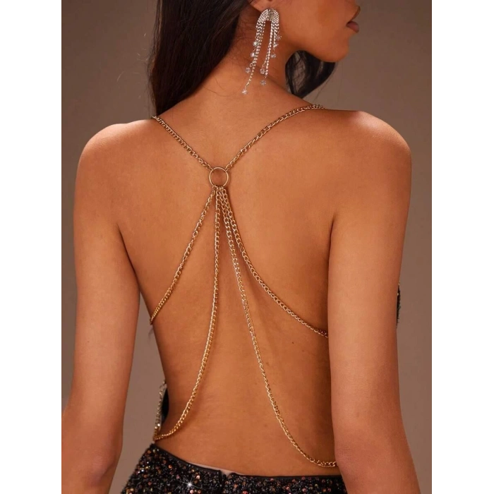 MARSiLYAN-  Sırt Zincir Dekolteli Seksi Mini Kadın Elbise