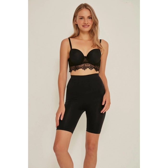 MARSiLYAN-  Siyah MI Emay 3005 Soft Uzun Paçalı Boxer Korse
