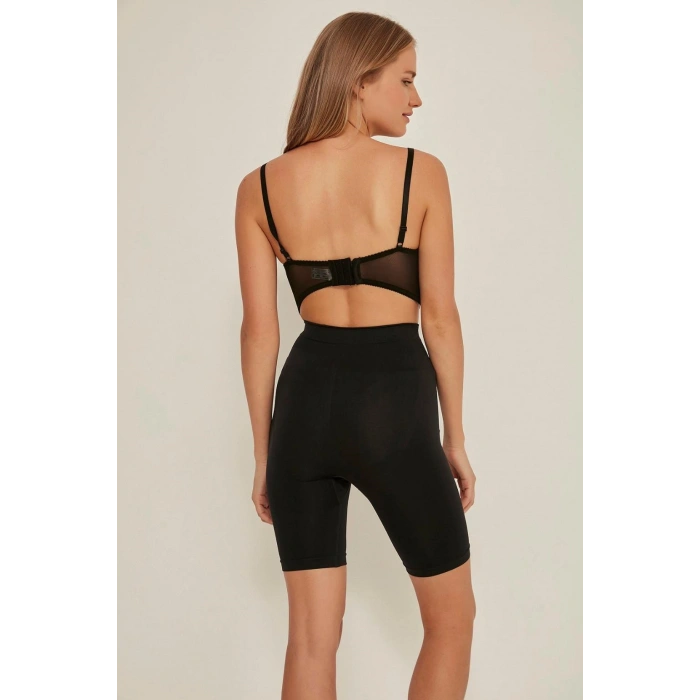 MARSiLYAN-  Siyah MI Emay 3005 Soft Uzun Paçalı Boxer Korse