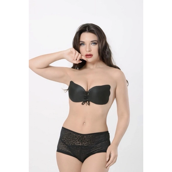 MARSİLYAN- Siyah Yapışkan Kelebek Sütyen-519