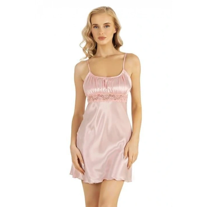 MARSiLYAN-  Somon Kısa Saten Gecelik 8208