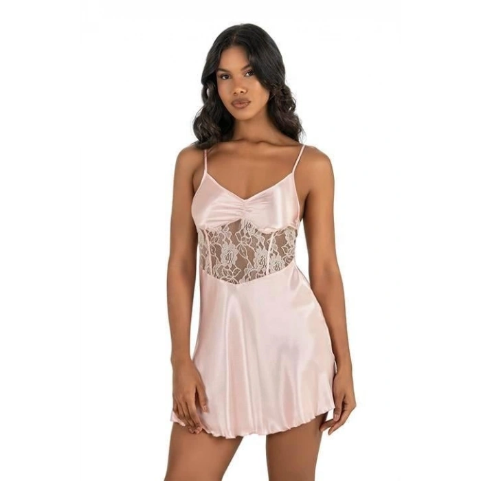 MARSiLYAN-  Somon Kısa Saten Gecelik 8239