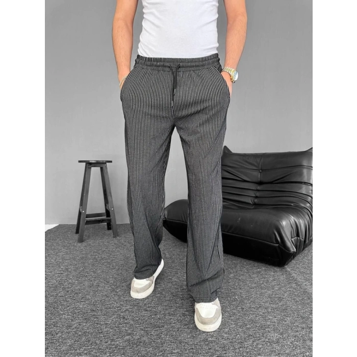 MARSiLYAN- Su Yolu Çizgili Cepli Pantalon - Siyah