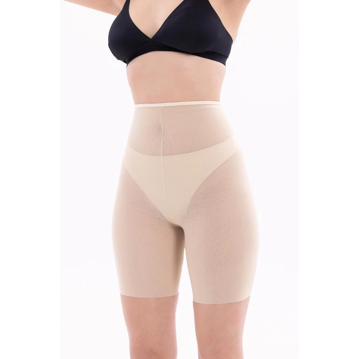 MARSiLYAN-  Ten MI EMAY 2705 Lazer Tül Toparlayıcı Paçalı Boxer Hayalet Korse