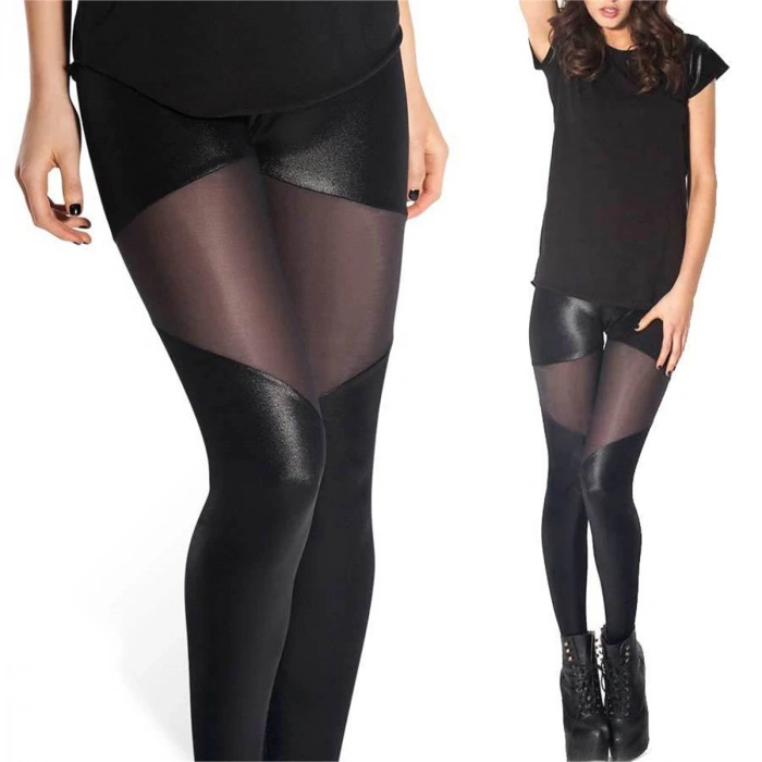 MARSiLYAN-  TP101299 Transparan Detaylı Parlak Tayt