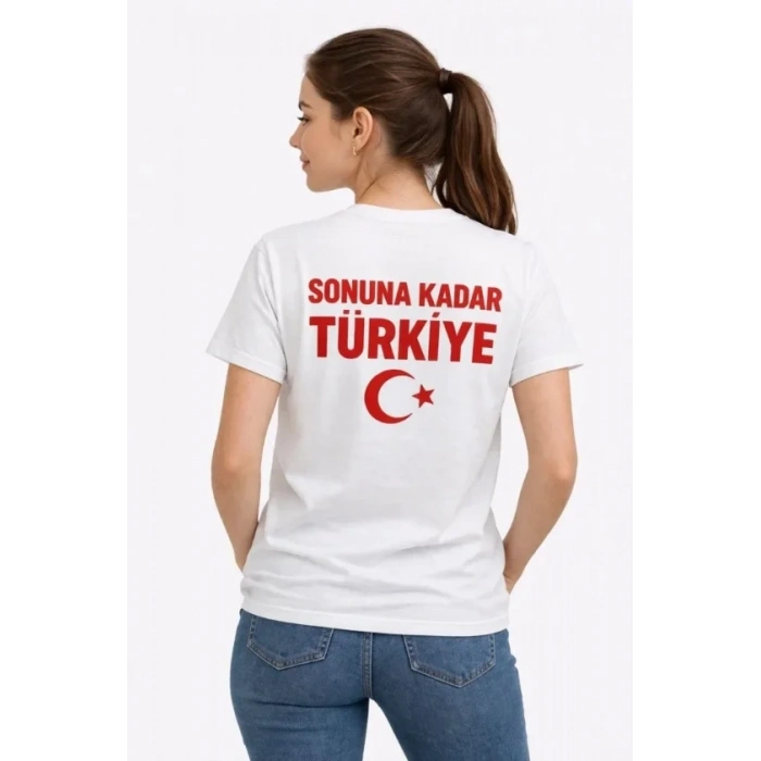 MARSiLYAN- TÜRKİYE Ay Yıldız Baskılı Taraftar Forma T-Shirt - Beyaz