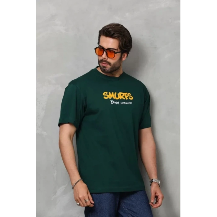MARSiLYAN- Unisex Basic Bisiklet Yaka Oversize T-Shirt - Yeşil