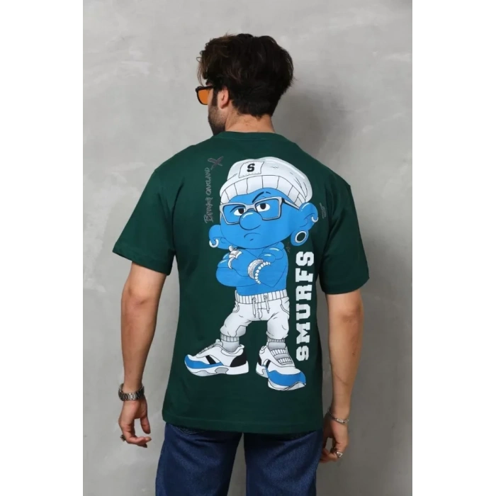 MARSiLYAN- Unisex Basic Bisiklet Yaka Oversize T-Shirt - Yeşil