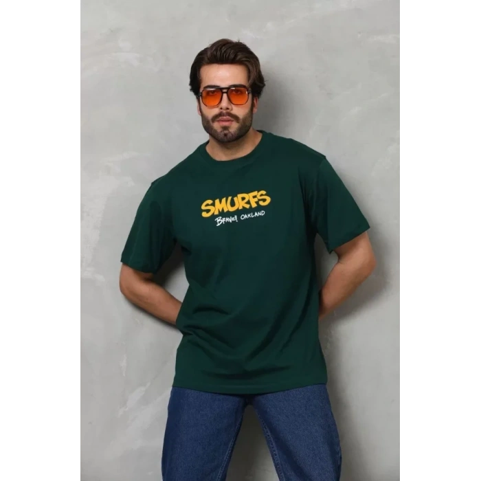 MARSiLYAN- Unisex Basic Bisiklet Yaka Oversize T-Shirt - Yeşil