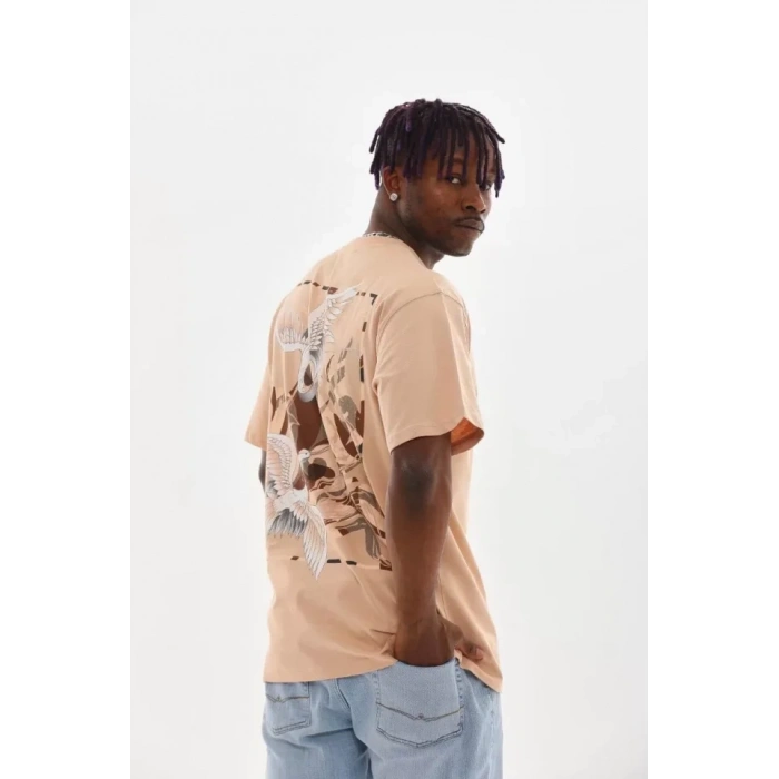 MARSiLYAN- Unisex Baskılı Oversize T-Shirt - Bej