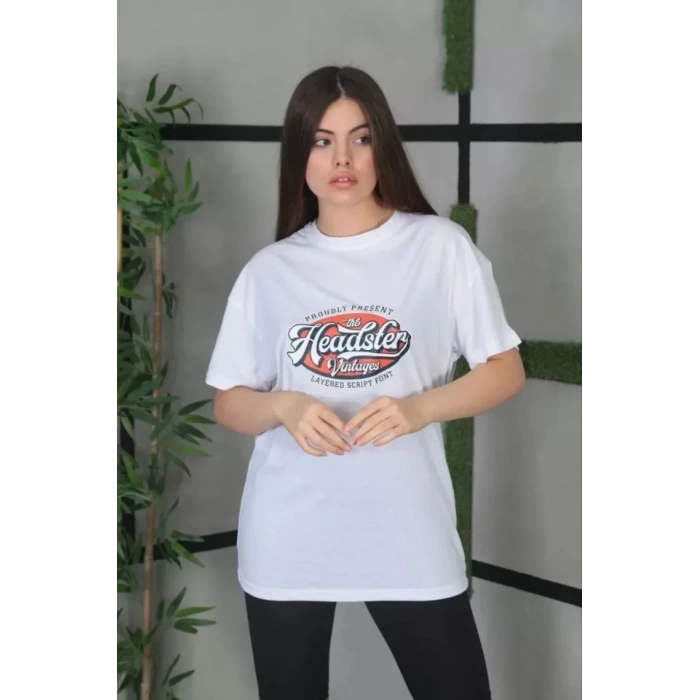MARSiLYAN- Unisex Baskılı Oversize T-Shirt - Beyaz