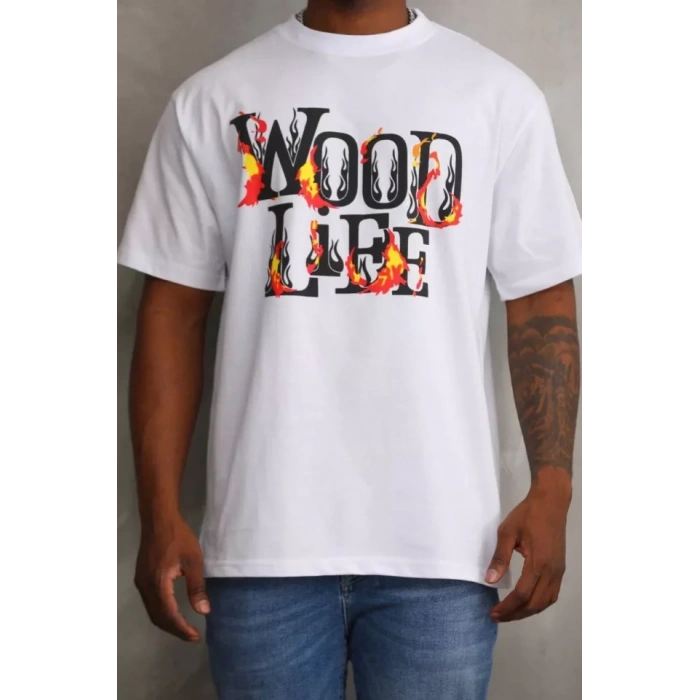 MARSiLYAN- Unisex Baskılı Oversize T-Shirt - Beyaz