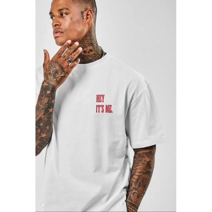 MARSiLYAN- Unisex Baskılı Oversize T-Shirt - Beyaz