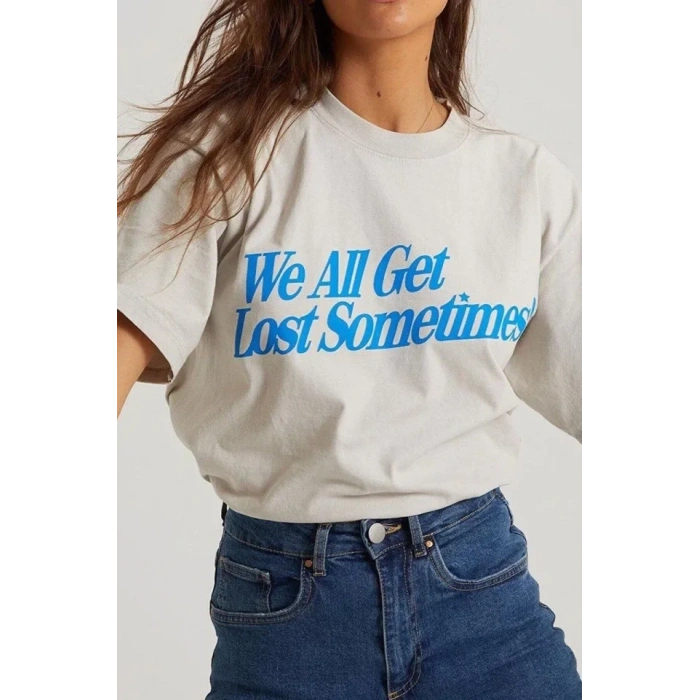 MARSiLYAN- Unisex Baskılı Oversize T-Shirt - Beyaz