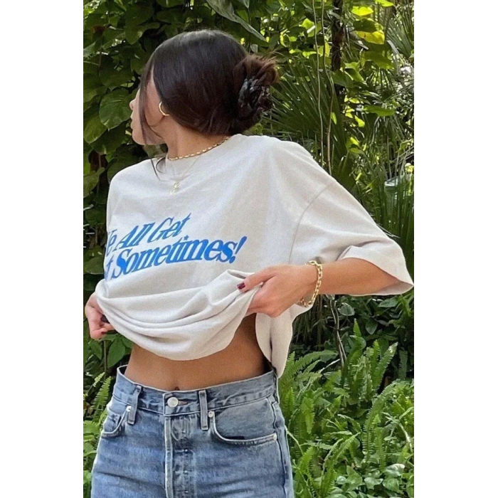 MARSiLYAN- Unisex Baskılı Oversize T-Shirt - Beyaz