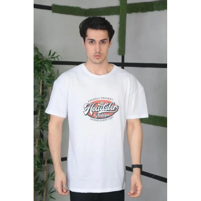 MARSiLYAN- Unisex Baskılı Oversize T-Shirt - Beyaz