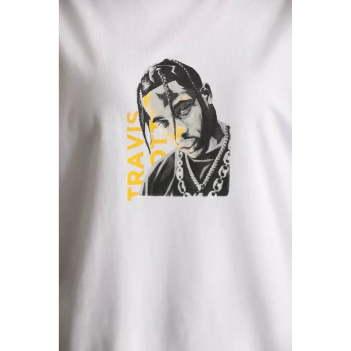 MARSiLYAN- Unisex Baskılı Oversize T-Shirt - Beyaz