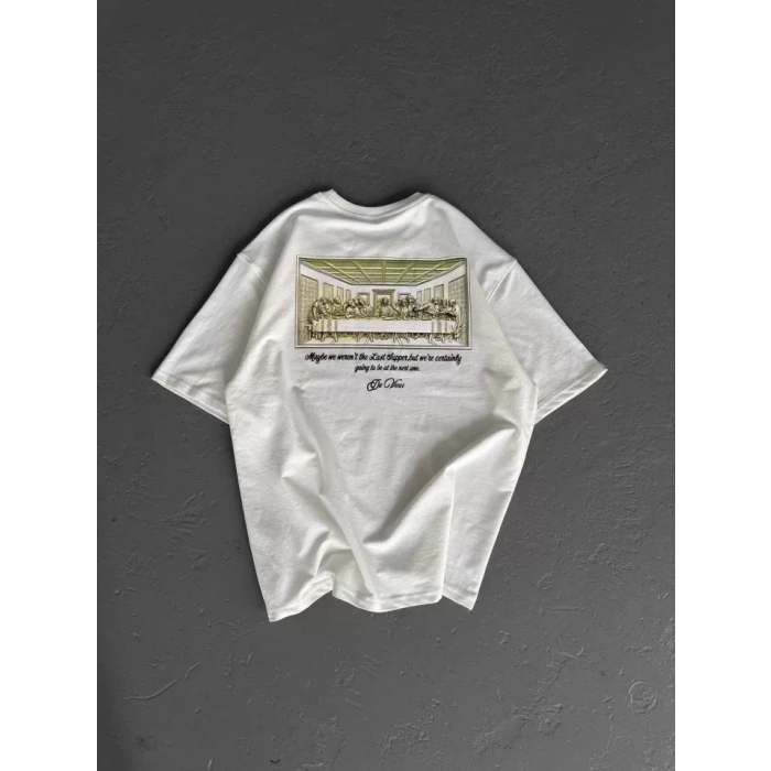 MARSiLYAN- Unisex Baskılı Oversize T-Shirt - Beyaz