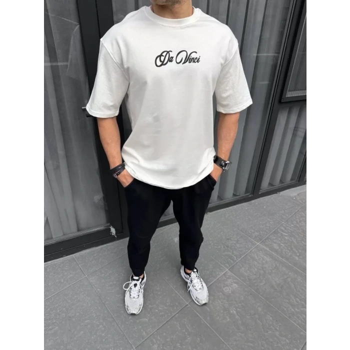 MARSiLYAN- Unisex Baskılı Oversize T-Shirt - Beyaz