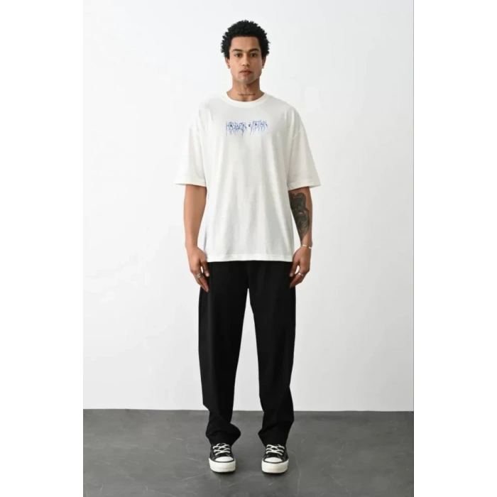 MARSiLYAN- Unisex Baskılı Oversize T-Shirt - Beyaz