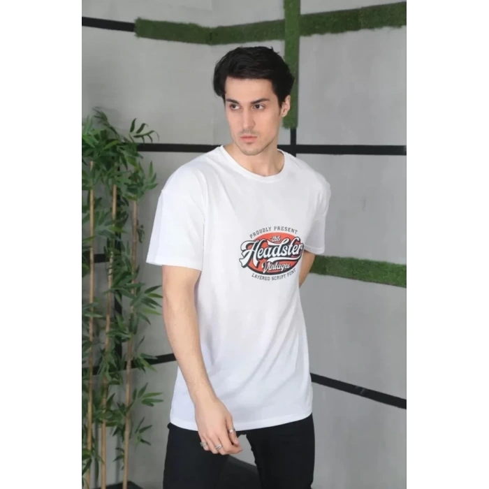 MARSiLYAN- Unisex Baskılı Oversize T-Shirt - Beyaz