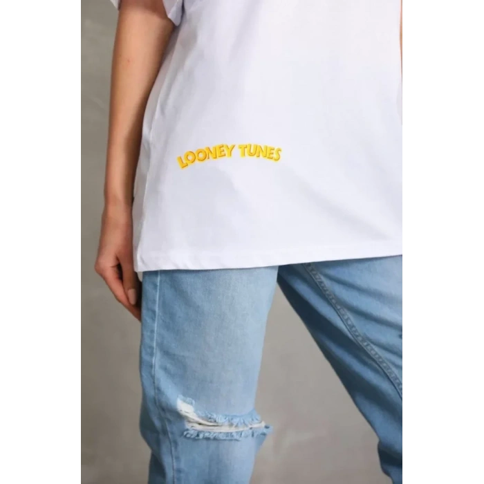 MARSiLYAN- Unisex Baskılı Oversize T-Shirt - Beyaz