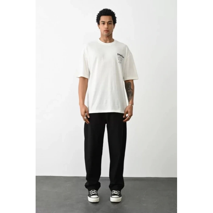 MARSiLYAN- Unisex Baskılı Oversize T-Shirt - Beyaz