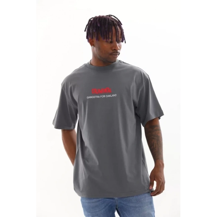 MARSiLYAN- Unisex Baskılı Oversize T-Shirt - Füme